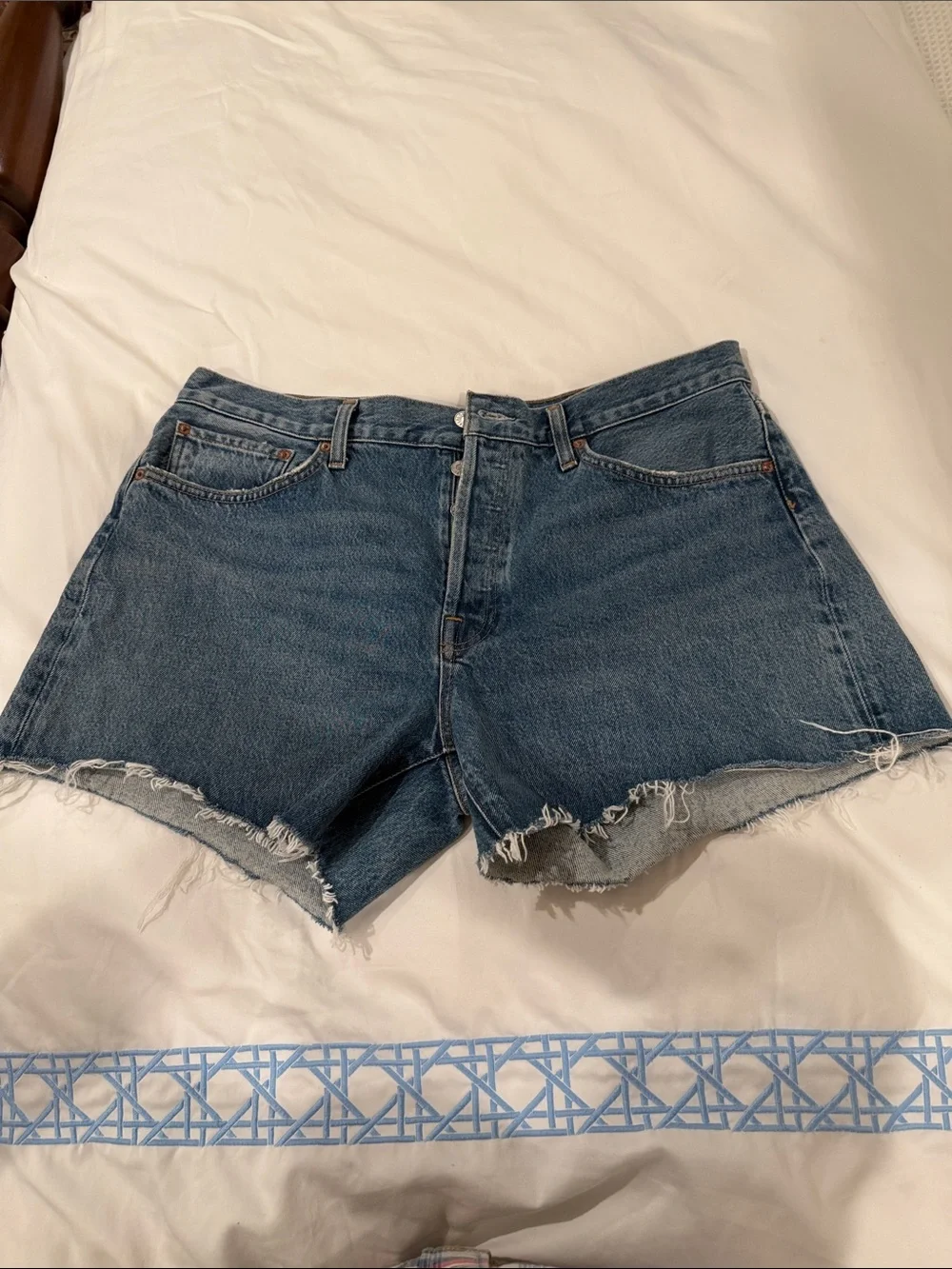 Agolde Dark Blue Cutoff Parker long Denim Shorts 32